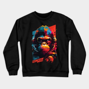 Anime Cyber Ape (Sci-Fi Ape Vintage Retro Future Design Cyberpunk Space Ape) Crewneck Sweatshirt